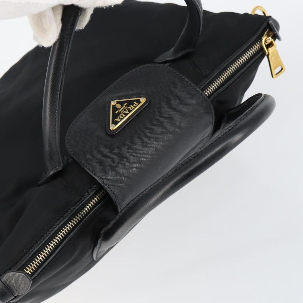 PRADA Hand Bag Nylon Black Gold Auth 148636 - Picture 6 of 16